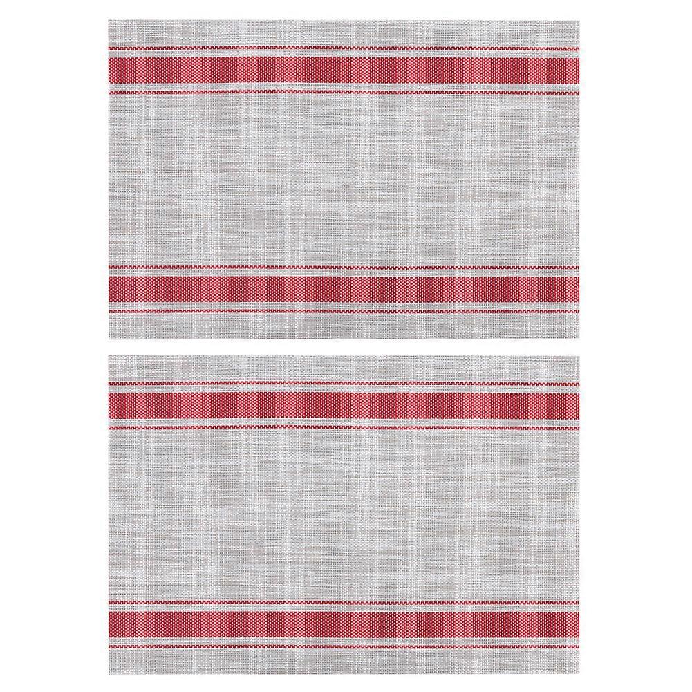 2Pcs Household Stripe-Type PVC Tableware Pad Heat Insulation Placemat Table Mat Decoration