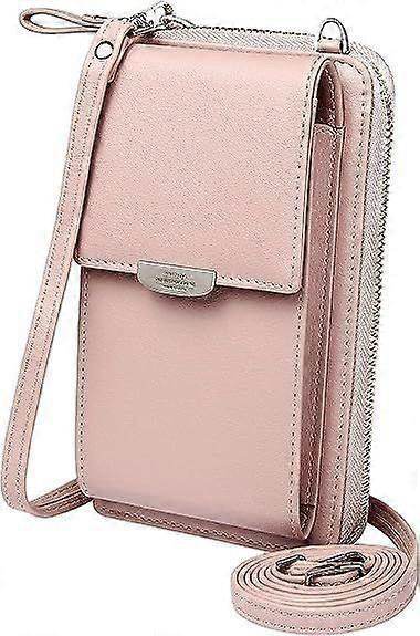 حقيبة كروس بودي صغيرة محفظة الهاتف الخليوي مع فتحات بطاقة الائتمان للنساء - وردي