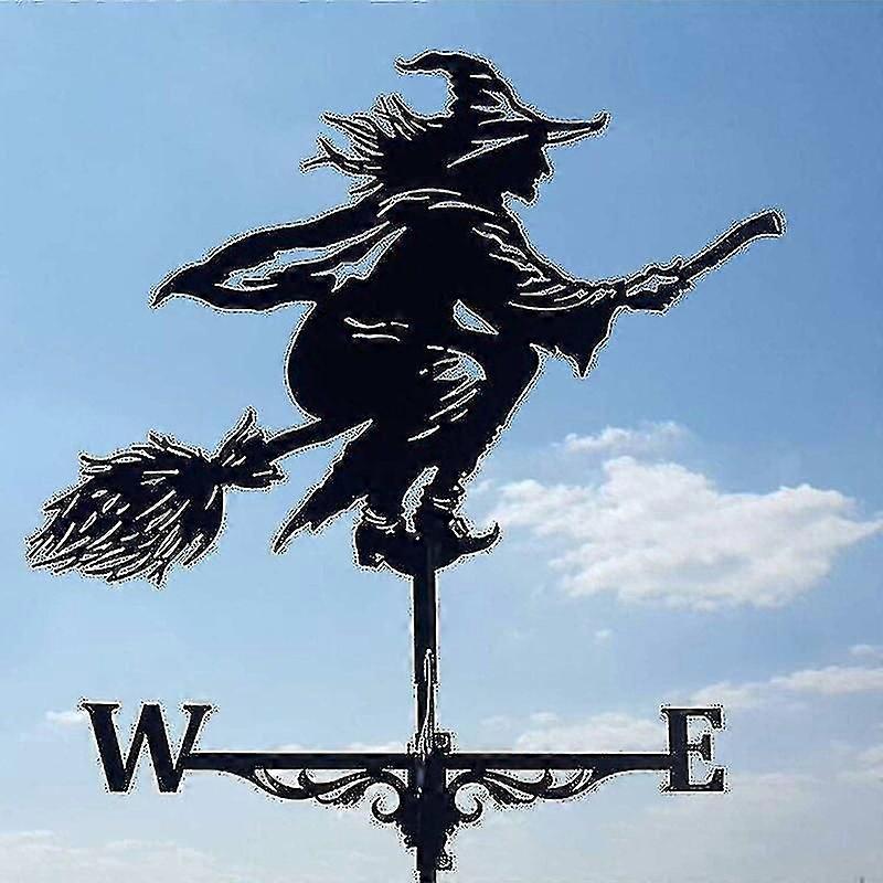 Banderuola strega in metallo e acciaio inossidabile con supporto per tetto, decorazioni da giardino per esterno, agriturismo, cortile, gazebo