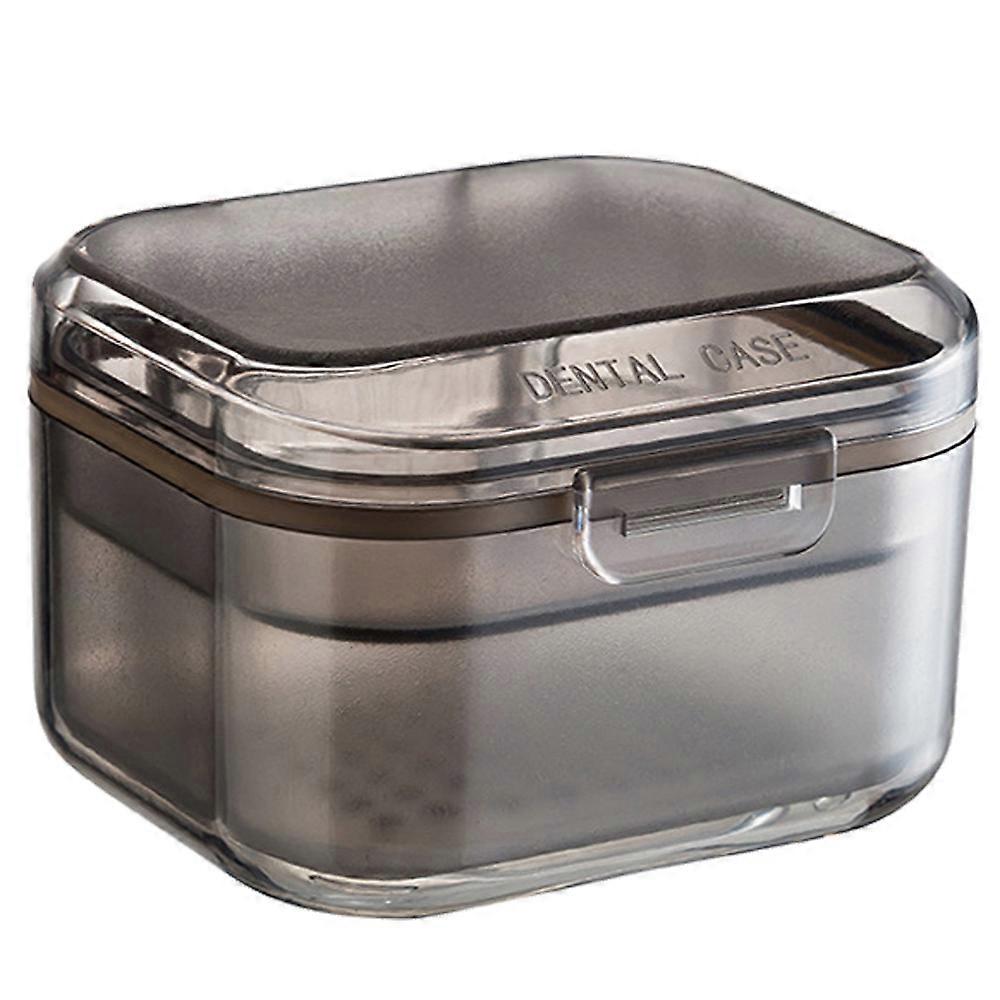 Denture Case, Denture Bath Box, Denture Cup with Strainer, Potable Travel Size Toothbrush Box