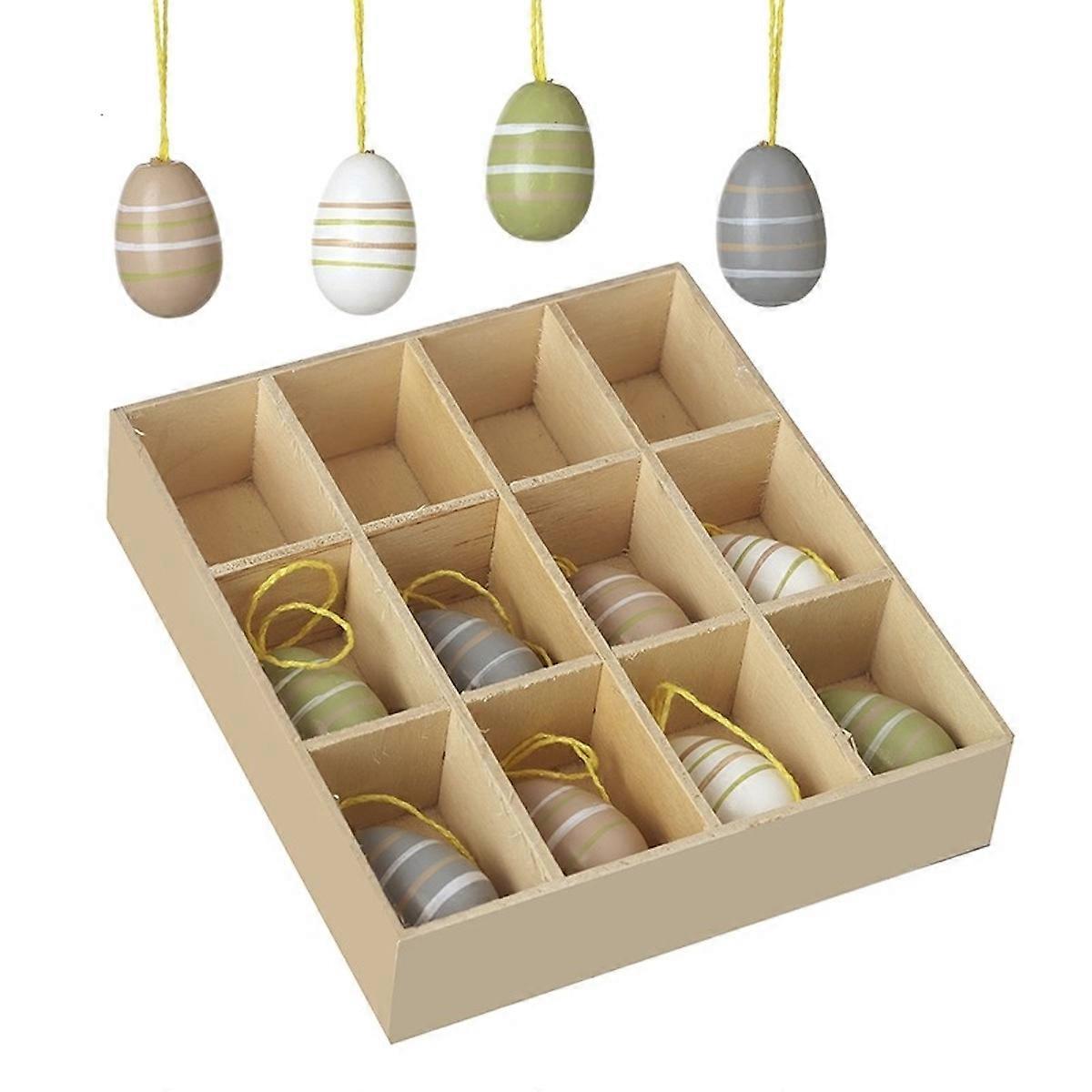 Heaven Sends Set of Striped Wooden Easter Egg Decorations