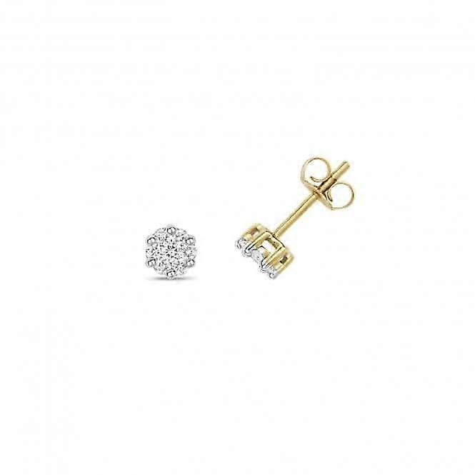 钻石首饰 9k 金 Diamond Illusion Set 耳钉 ED110