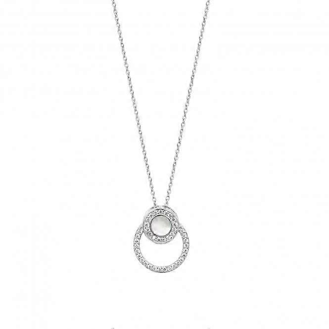 Silver & Co Mother of Pearl Double Circle Cubic Zirconia Pendant SPG0070