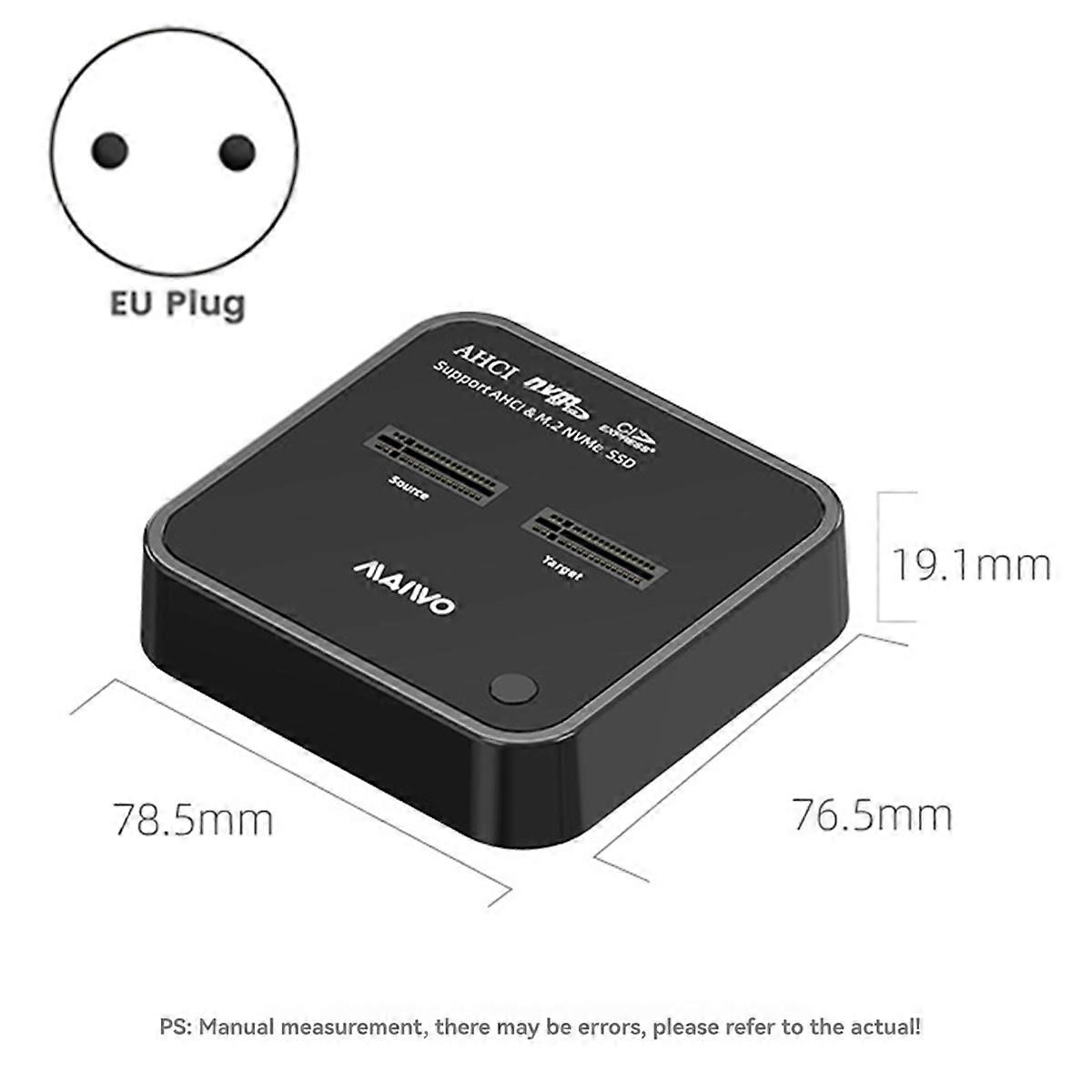 Dual-Bay M.2 NVMe/AHCI SSD Enclosure, USB 3.0 Type-C, EU PLUG