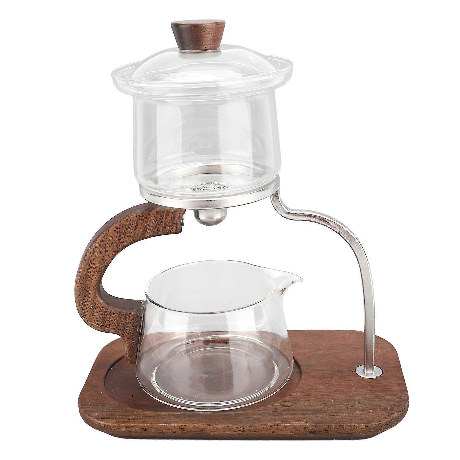 Lazy Tea Maker Clear Glass Tea Set with Kungfu Style Teapot for Magnetic Water Flowing and Easy Brewing