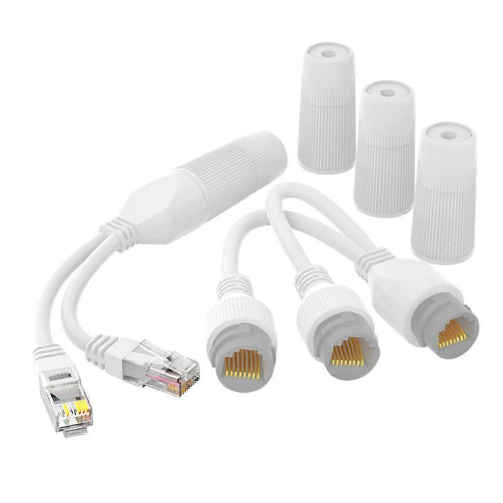 Upgraded Waterproof POE Splitter 2-in-1 Network Cabling Connector Three-way