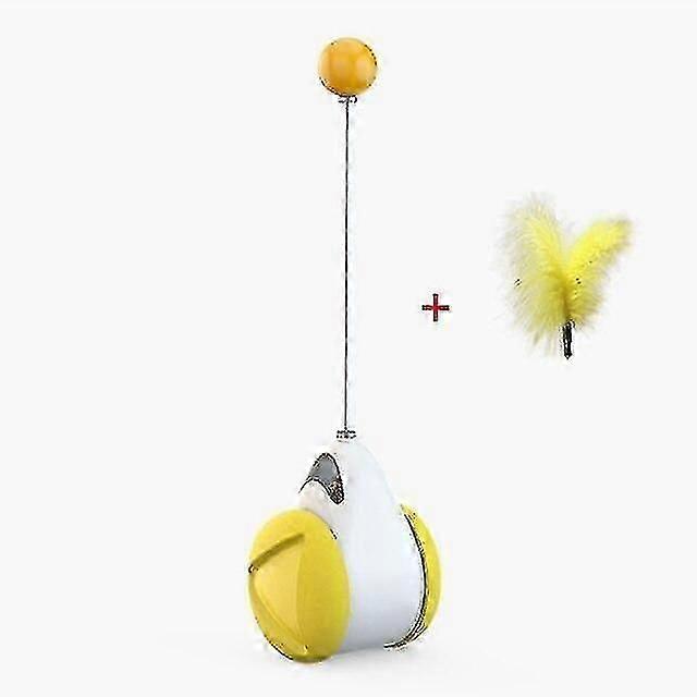 Cat Toys Tumbler Swing Toys For Cats Kitten Interactive Balance Car Cat Chasing Toy With Catnip Yellow