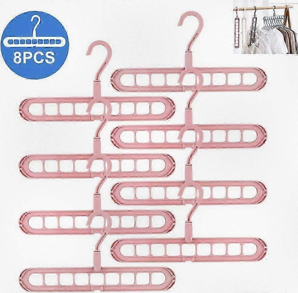 Space-Saving Clothes Hanger Organizer, Multi-Hook Hanging Storage, 8-Pack Standard Size for Wardrobe