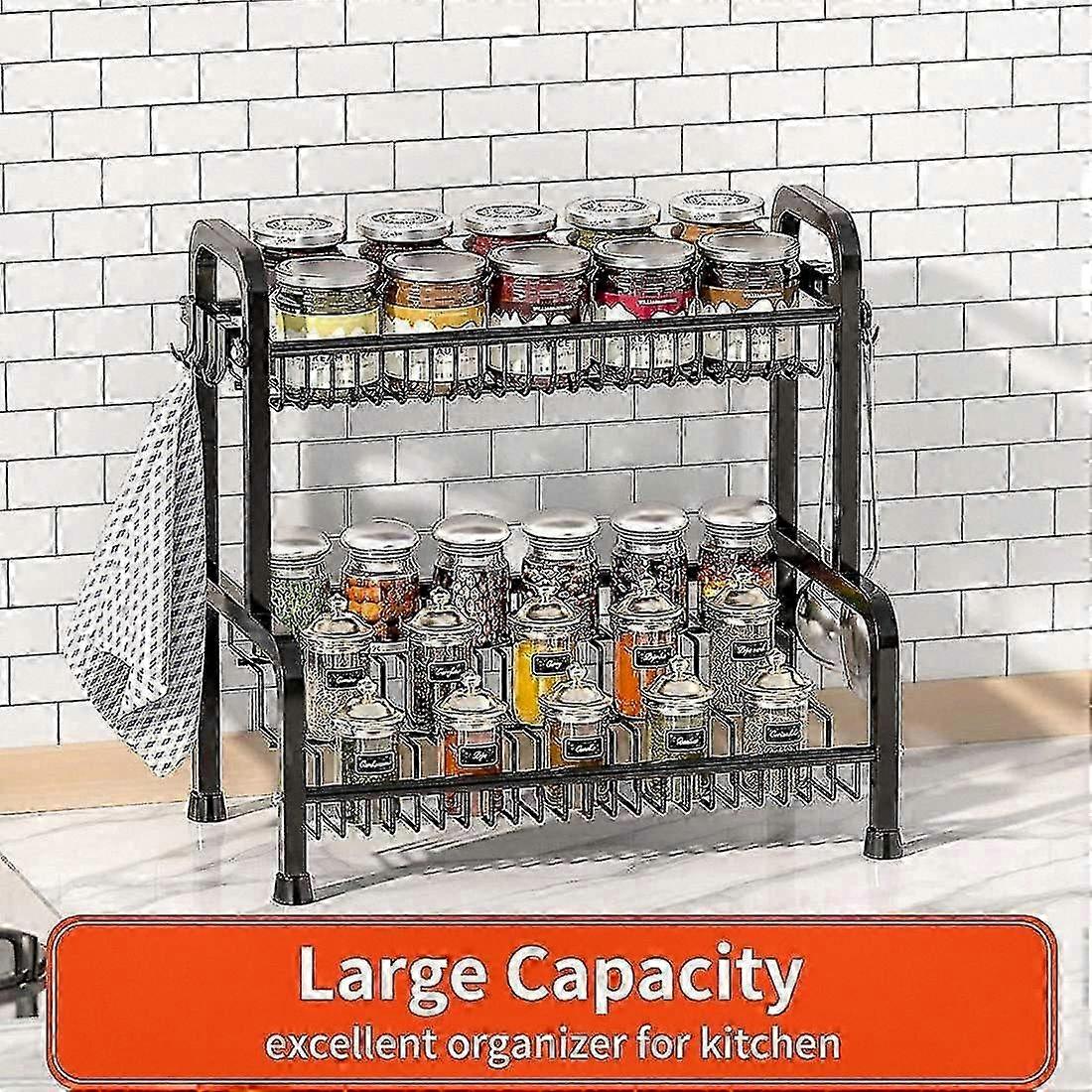 2-Tier Kitchen Countertop Spice Organizer Shelf for Spices