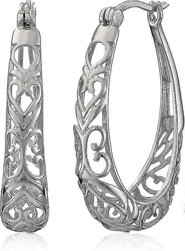 JiaWei Sterling Silver Filigráne Hoop náušnice b0N