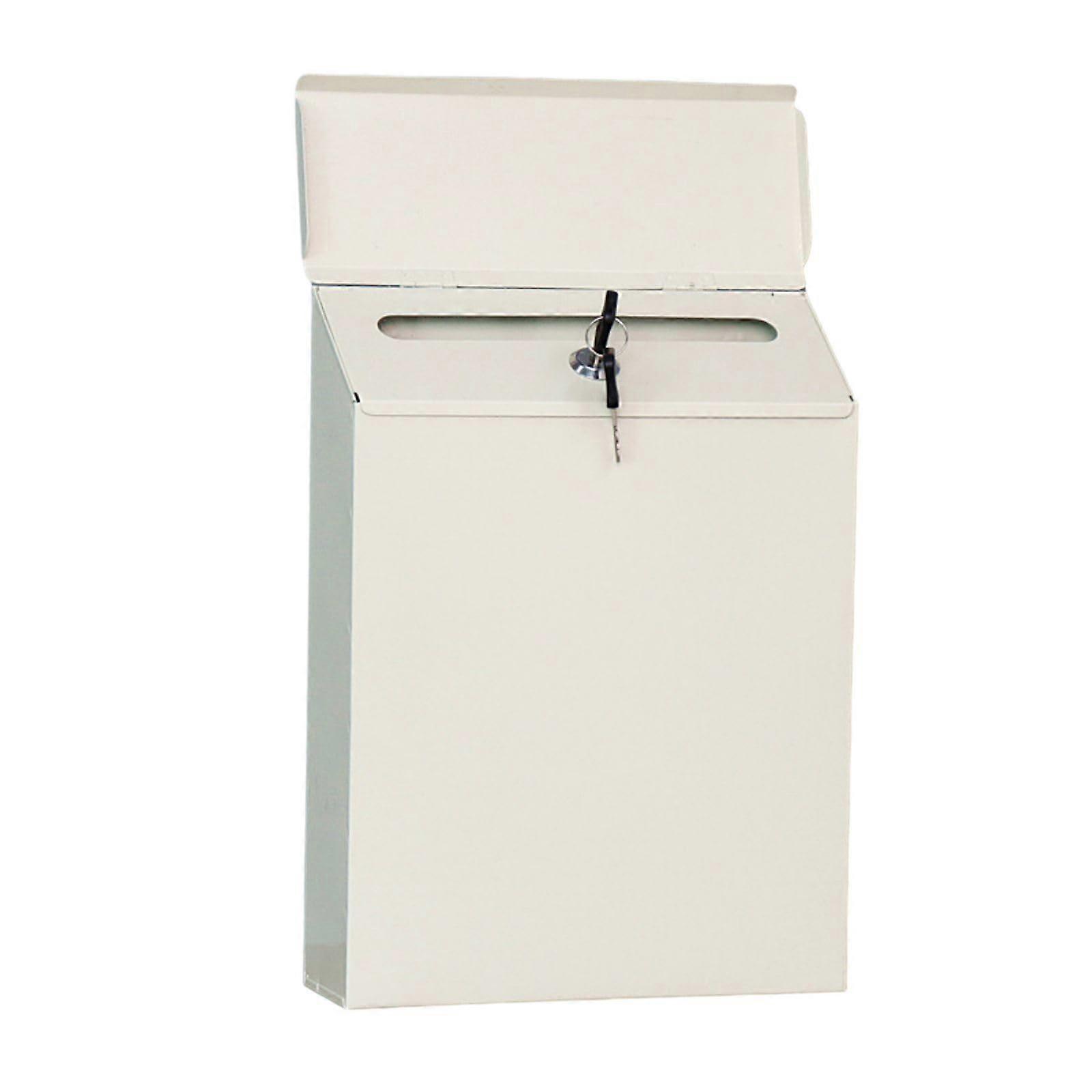 Wall Mounted Mailbox with Key Lock Lockable Mail Box Hanging Mail Box Secure Mail Box for Front Door Office Outdoor Garden Wall Decor Beige