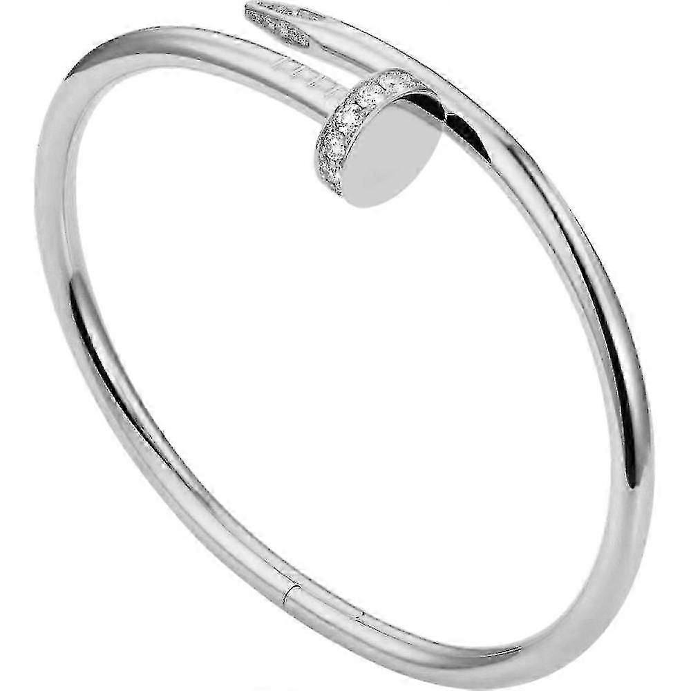 Pulseira de Cabeça de Prego em Aço Inox, Cabeça e Cauda com Diamantes