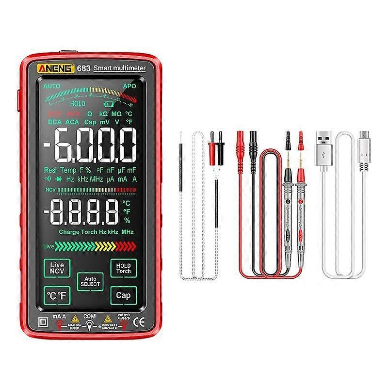 ANENG 683 Smart Touch Screen Rechargeable Multimeter 683 Red