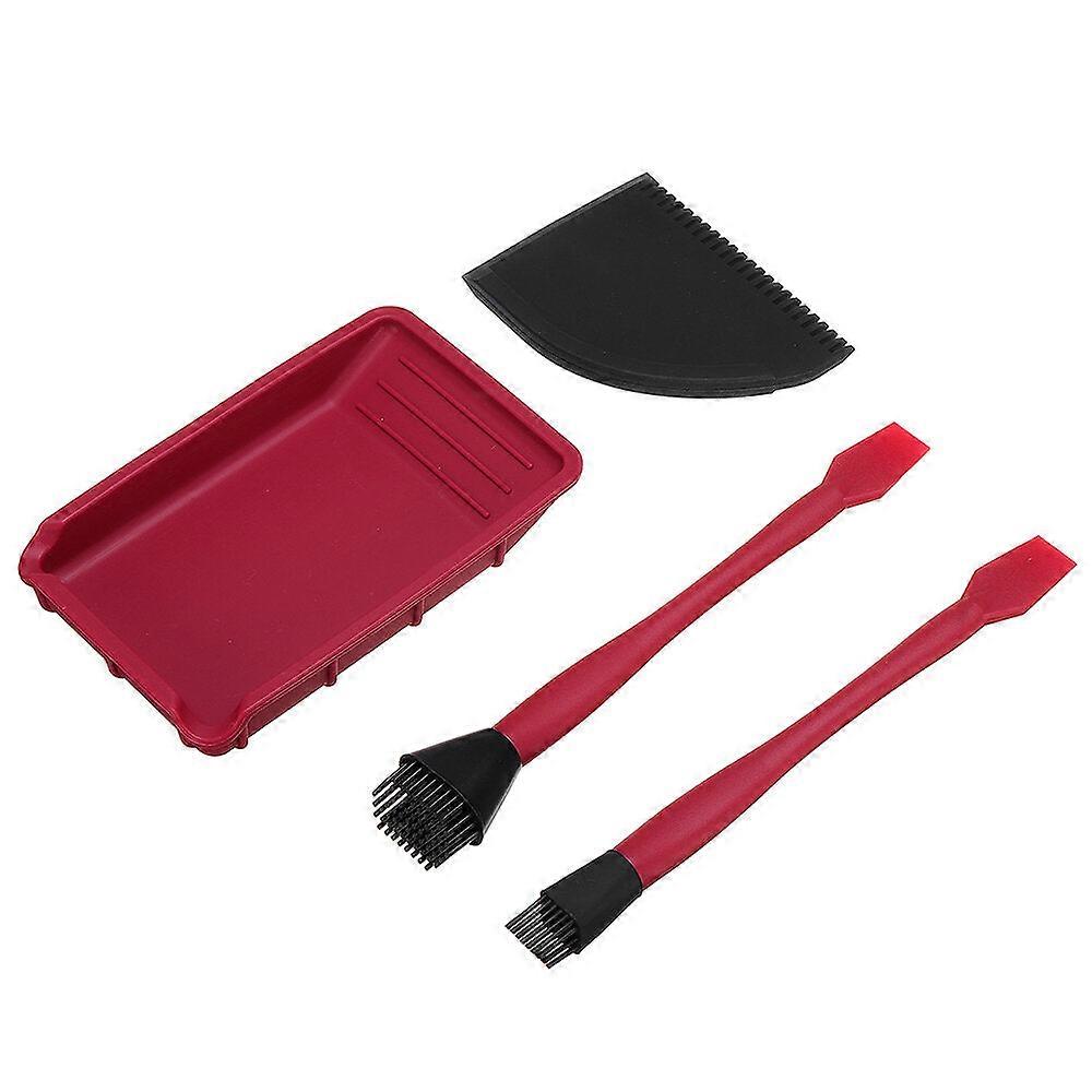 4Pcs Silicone Glue Kit With Wide/narrow Brushes, Flat Scraper & Glue Tray For Woodworking Projects