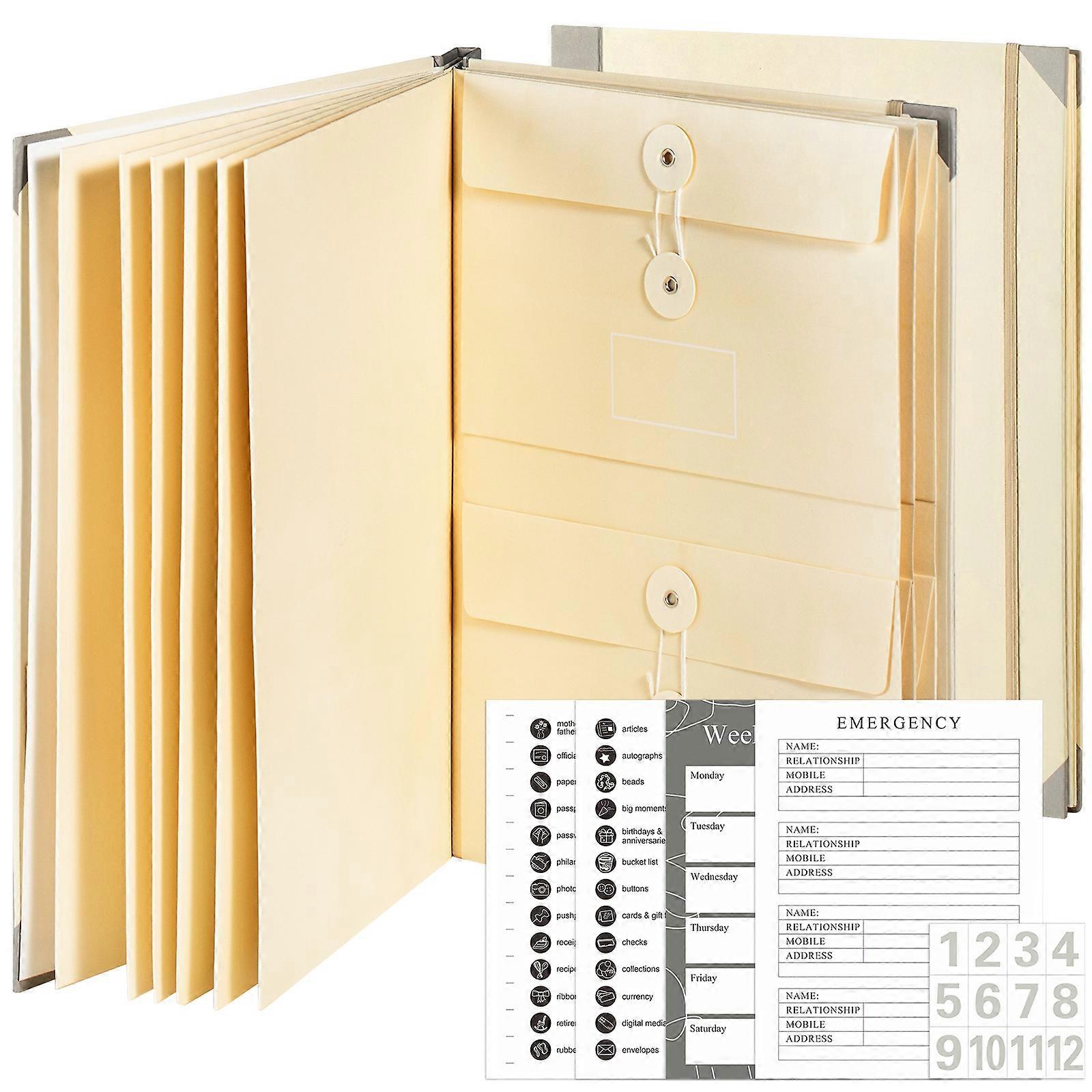 Accordion Document Bag File Folio Used to Record Key Personal Information Or Prepare For Emergencies