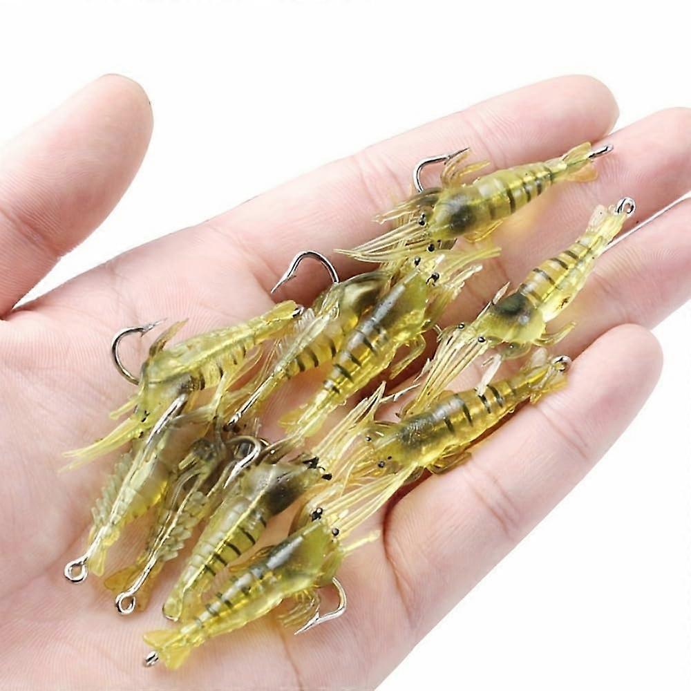 Shrimp Lure Set 50Pc Pack Soft Realistic Bait with Pre-Rigged Hooks for Saltwater Fishing and Freshwater Angling