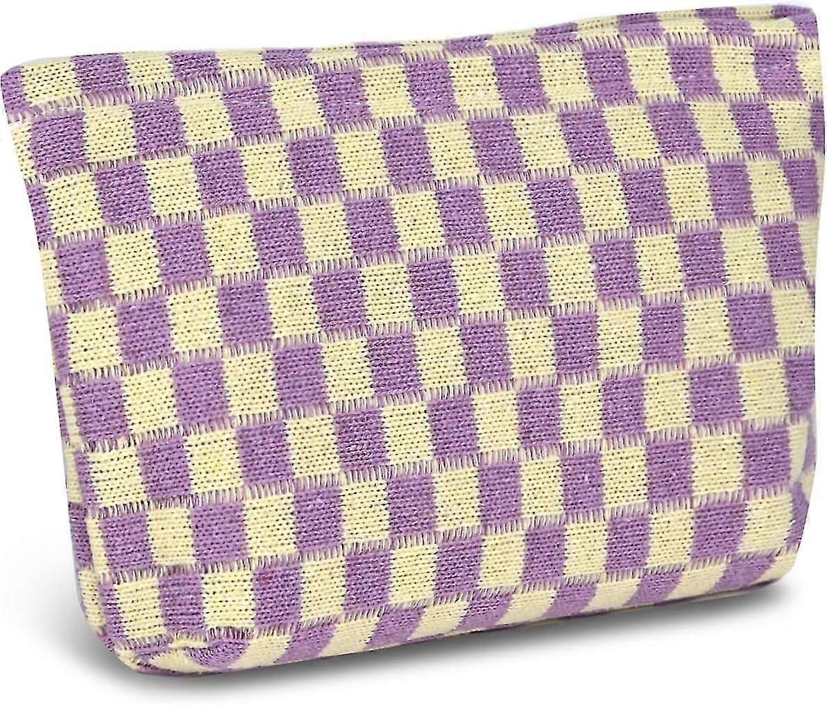 حقيبة مستحضرات التجميل للسفر شعرية أرجوانية ، حقيبة ماكياج نمط منقوشة للنساء