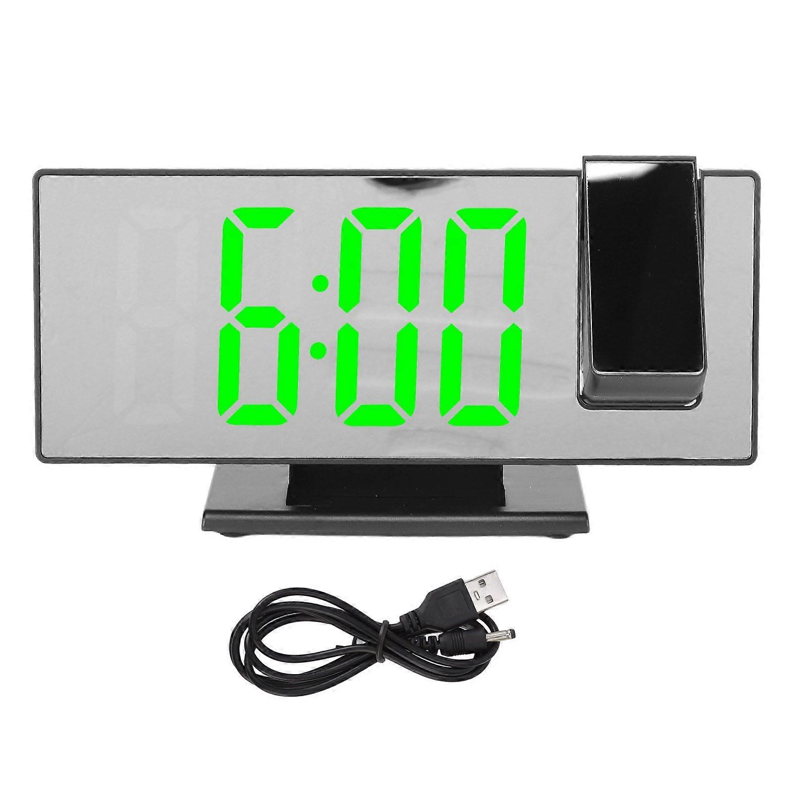 SQCLV Projection Digital Alarm Clock USB Charging Automatic Dimming LED Mirror Screen Electronic Clock for Bedroom