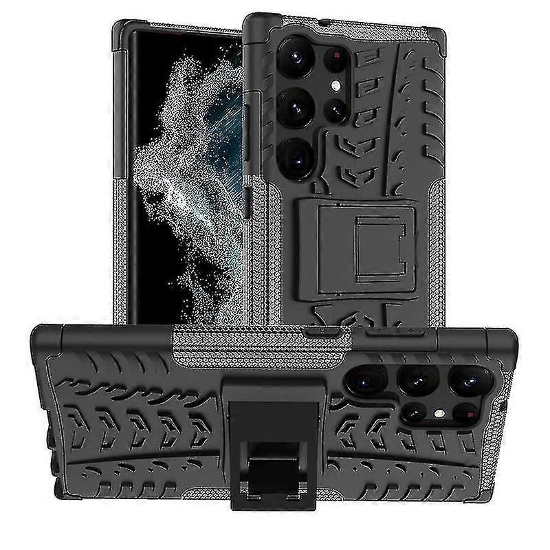 Silicone Armor Shockproof Case Compatible Samsung Galaxy S23 Ultra/ S23+/ S23 With Invisible Kickstand Holder