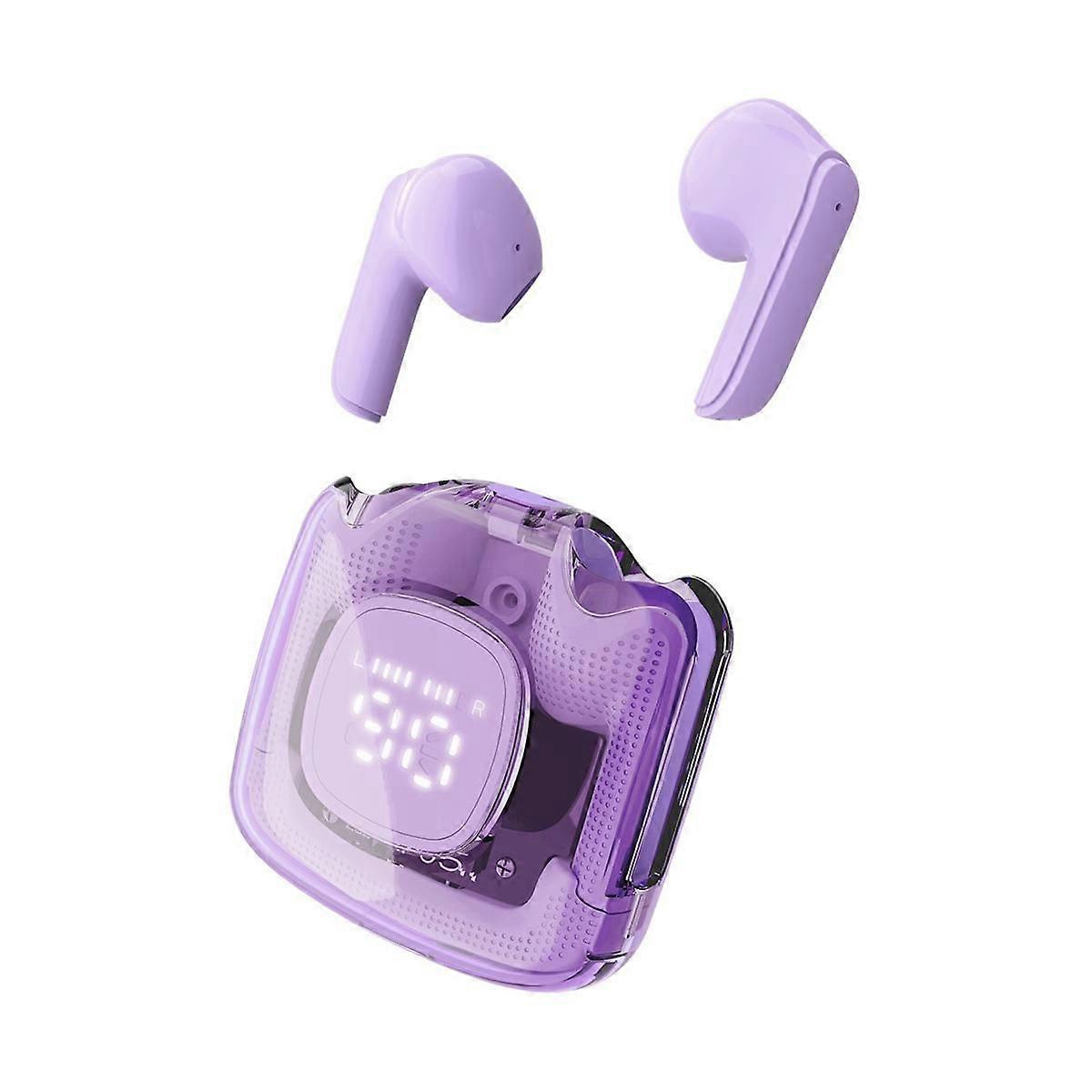 Wireless Bluetooth Headphones Deep Bass TWS Earphones Noise Canceling Sports Earbuds HD Call Headsets with Mic-Purple