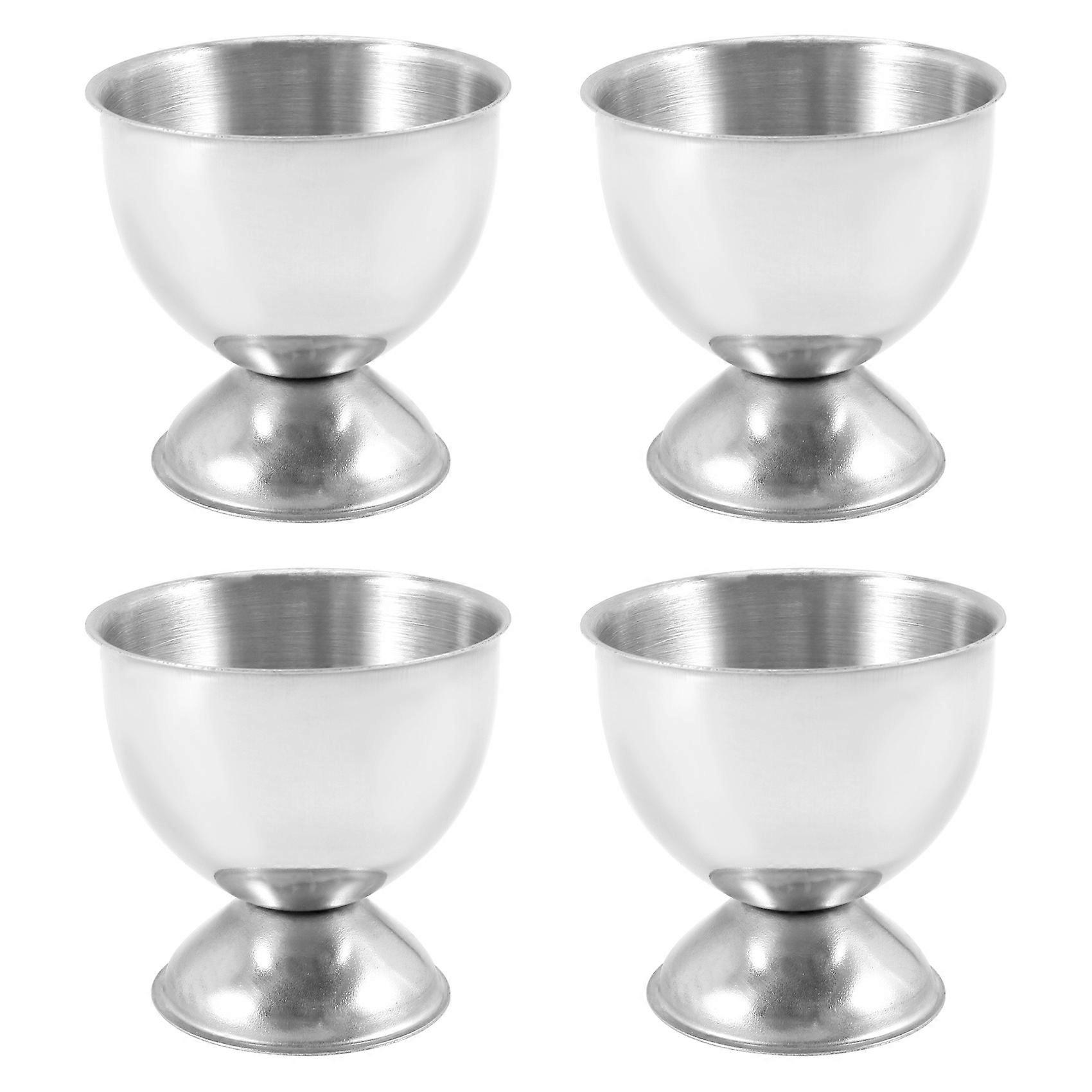 Egg Cups Set Stainless Steel Soft Tray Tool Holders Kitchen, Silver