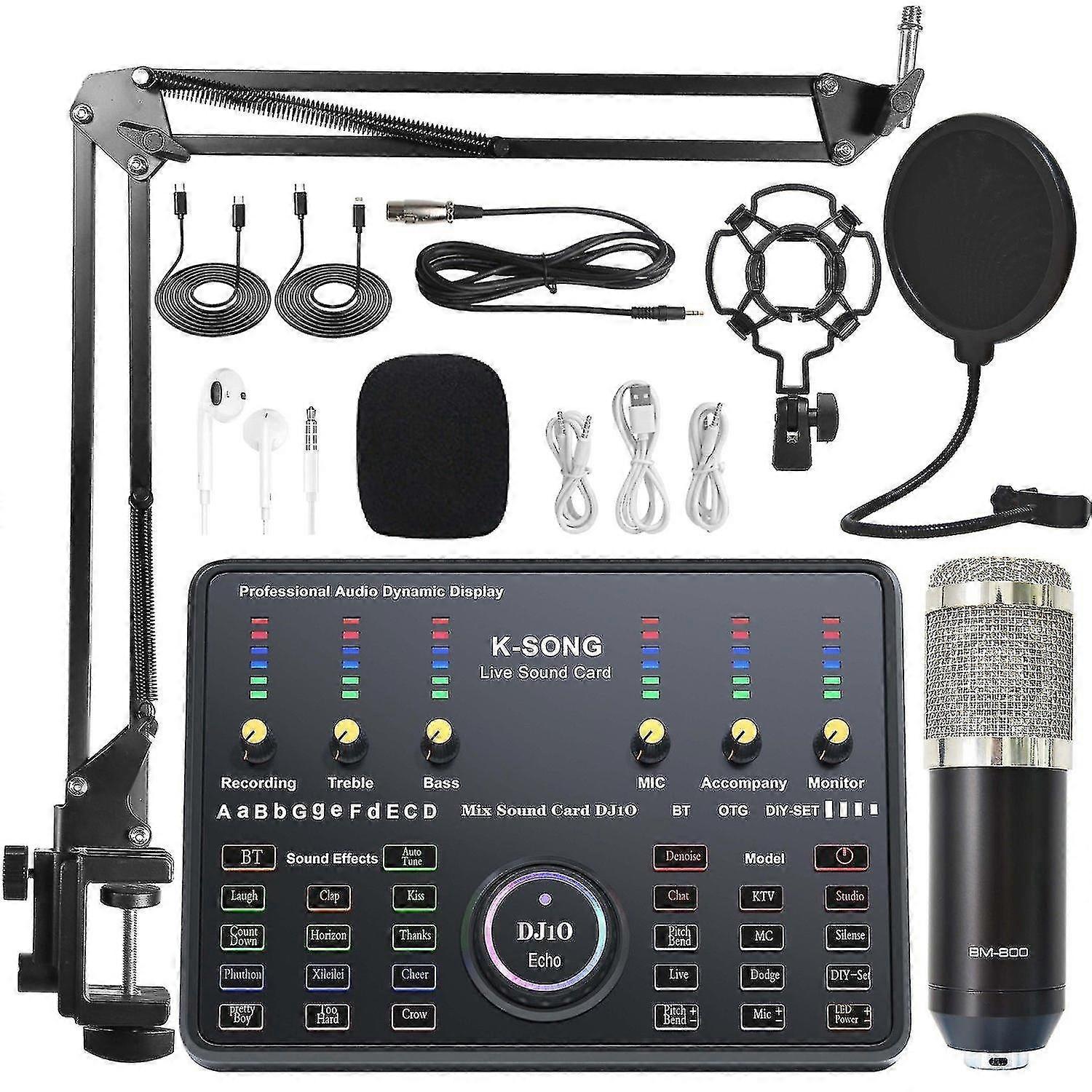 C style Capacitor microphone live sound card mobile computer live sound card special equipment full set
