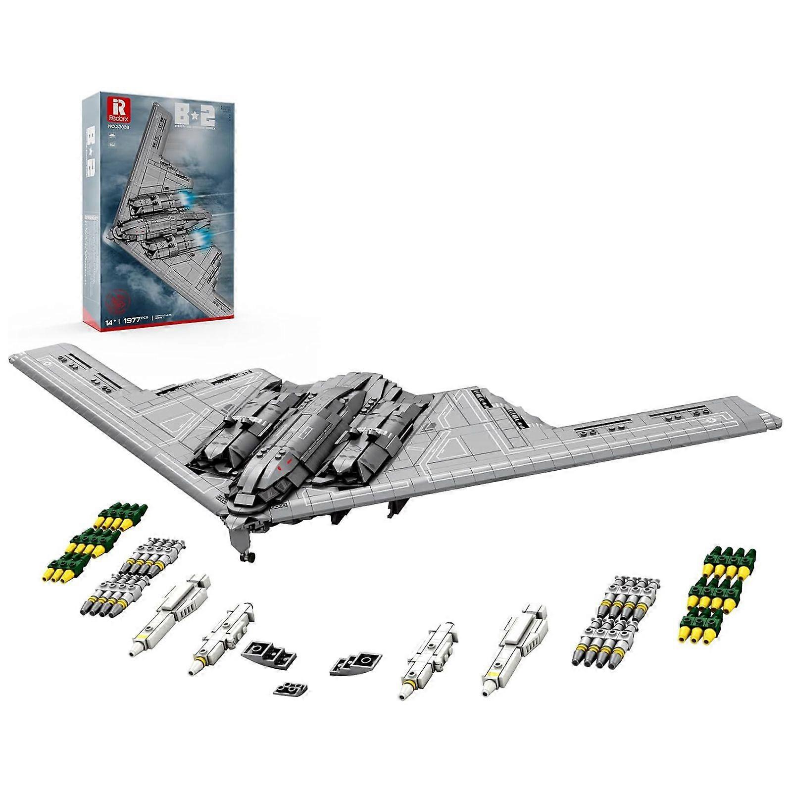 Reobrix B-2 Stealth Bomber Building Kit, 1:72 Scale Military Aircraft Model for Adults & Teens 14+, Dynamic Poseable Wings & Cockpit Display for Aviat
