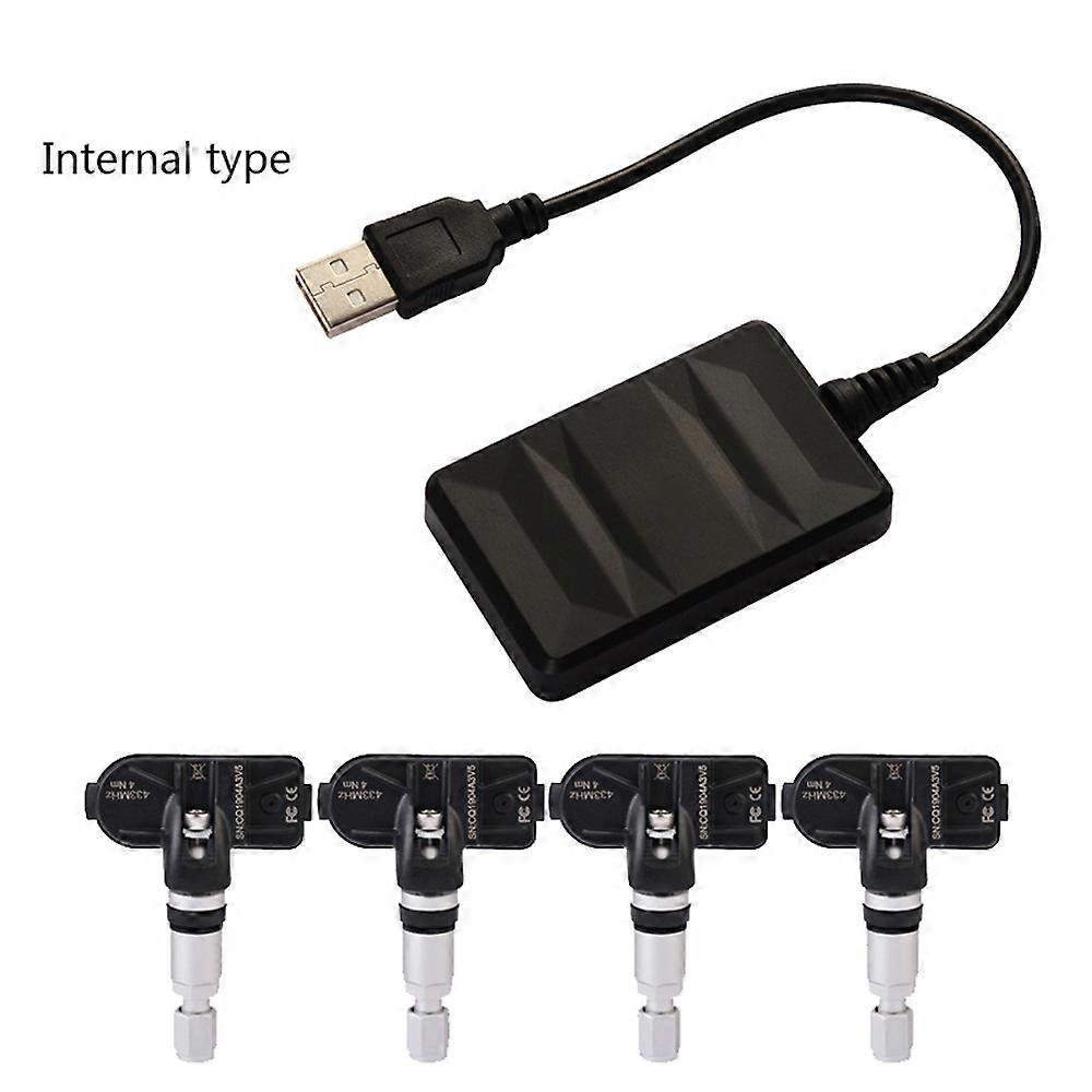 USB Tire Pressure Monitor System with 4 Sensors for 4 Tires, 8 Bar Max