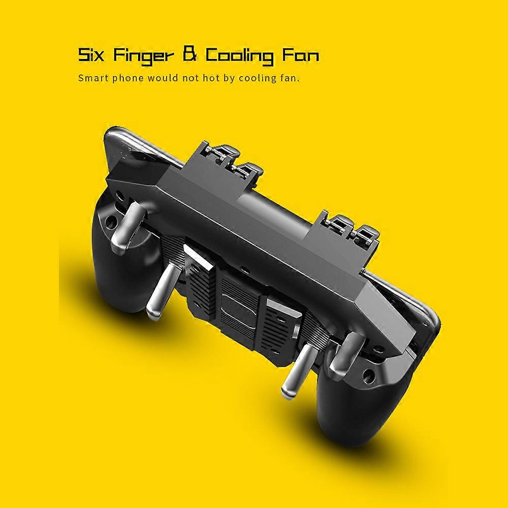 AK77 Mobile Game Controller Gamepad with Cooling Fan - 6 Finger Trigger for PUBG