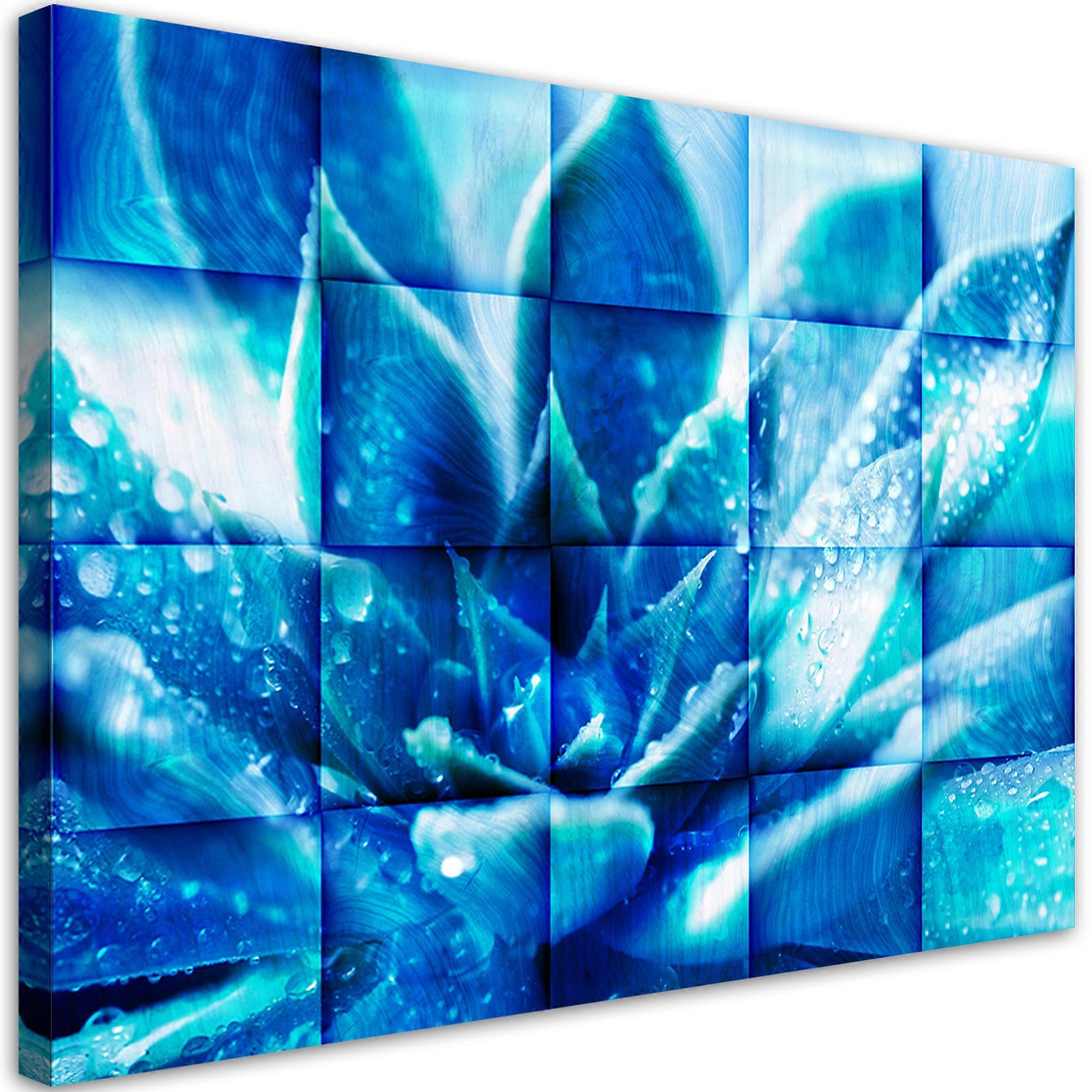Impression sur toile, Fleur bleue 3D - 100x70