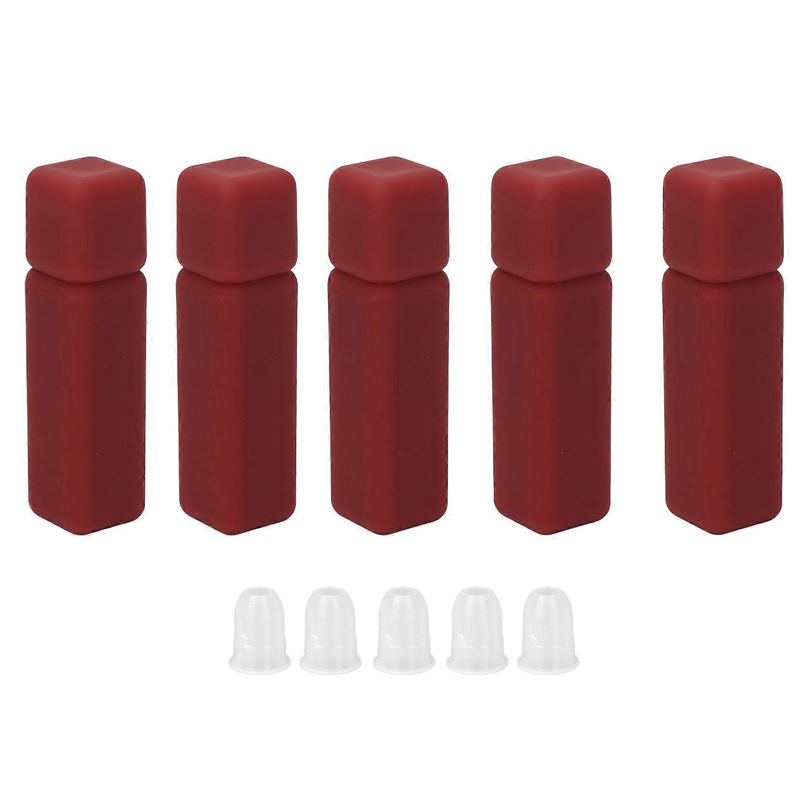 5 Pcs Empty Lip Gloss Tubes Rubber Paint Frosted Texture Refillable Rectangular Lip Balm Bottles Red