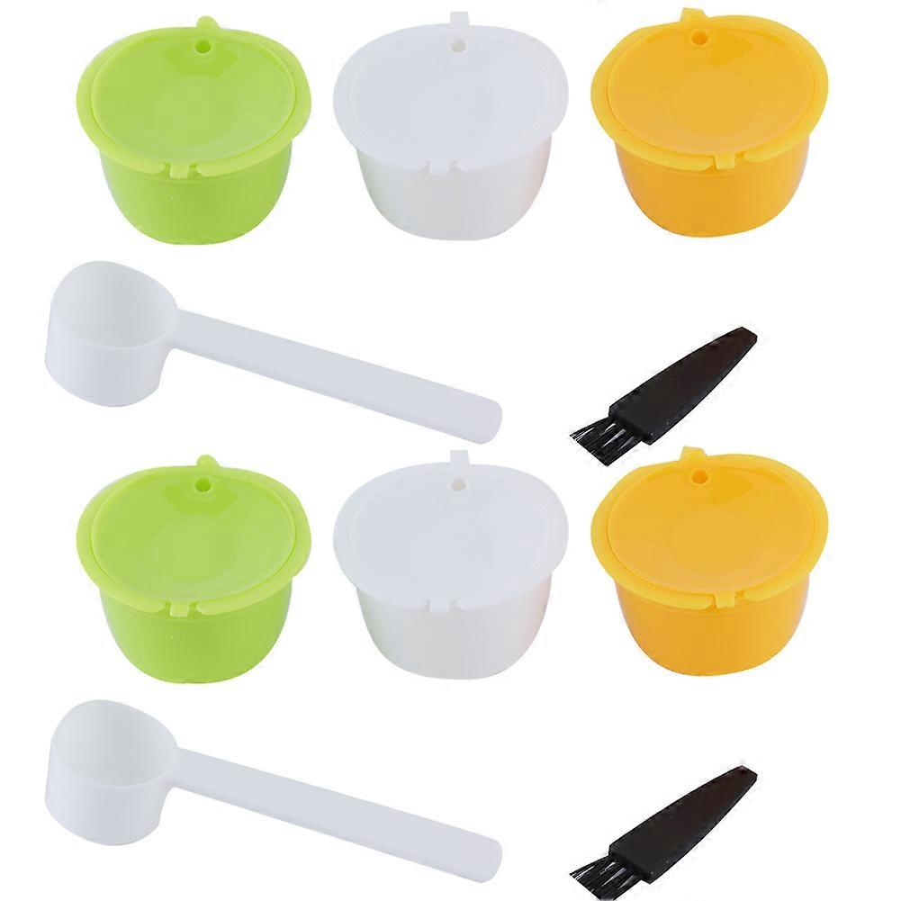2Set Refillable Coffee Capsule Reusable Coffee Filter Cup with Brush Spoon Set Fit for Dolce Gusto