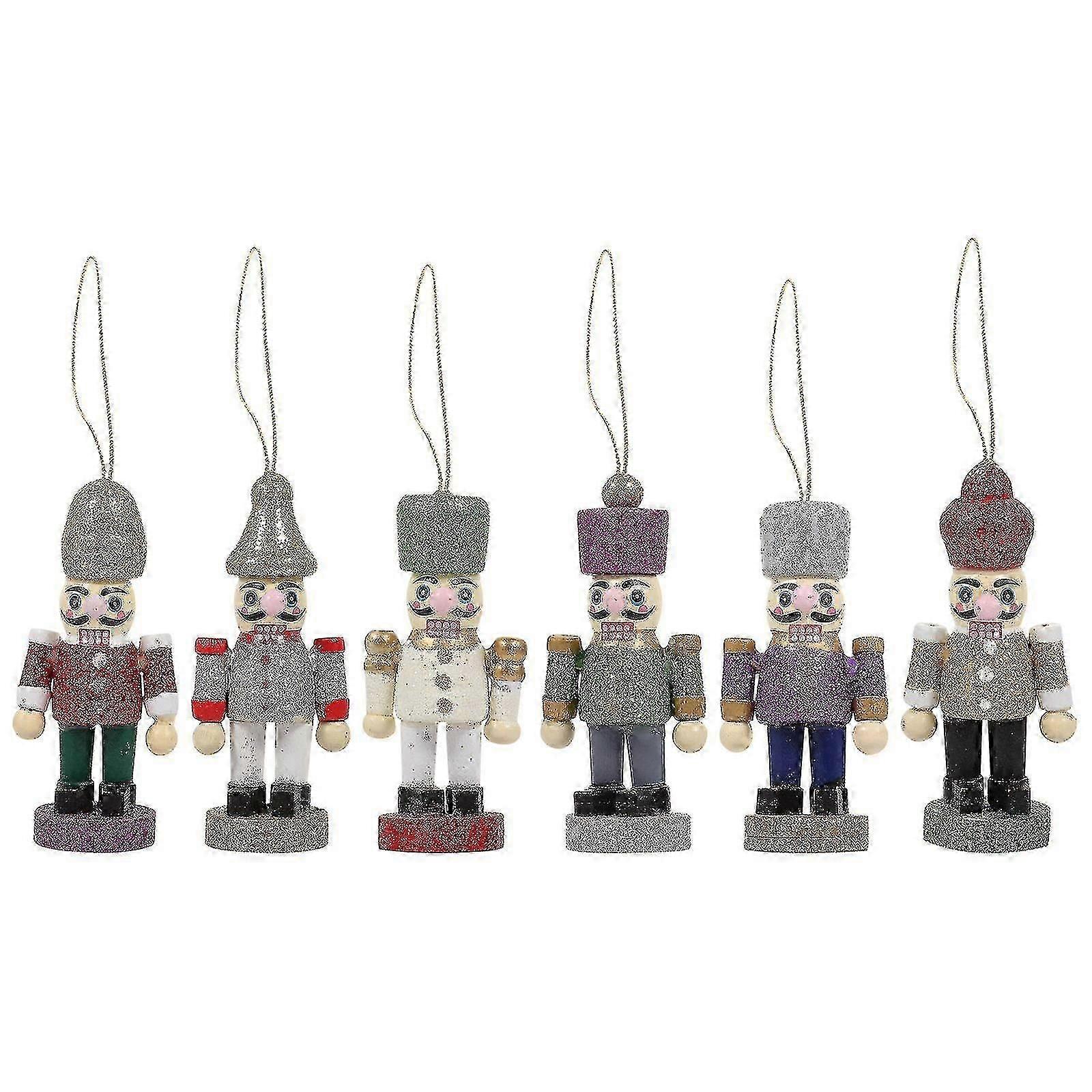 6 Pcs Little Toys Goodie Bags Wood Nutcracker Ornament Wooden Nutcracker Ornament Wooden Nutcracker Figures lucky