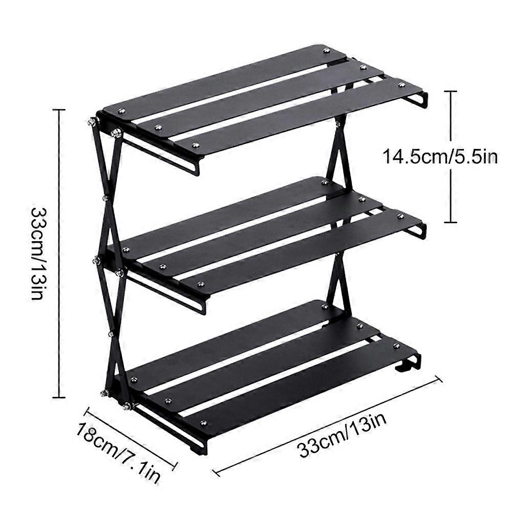 Outdoor Folding Picnic Table Portable Camping Desk 3 Layered Foldable Table