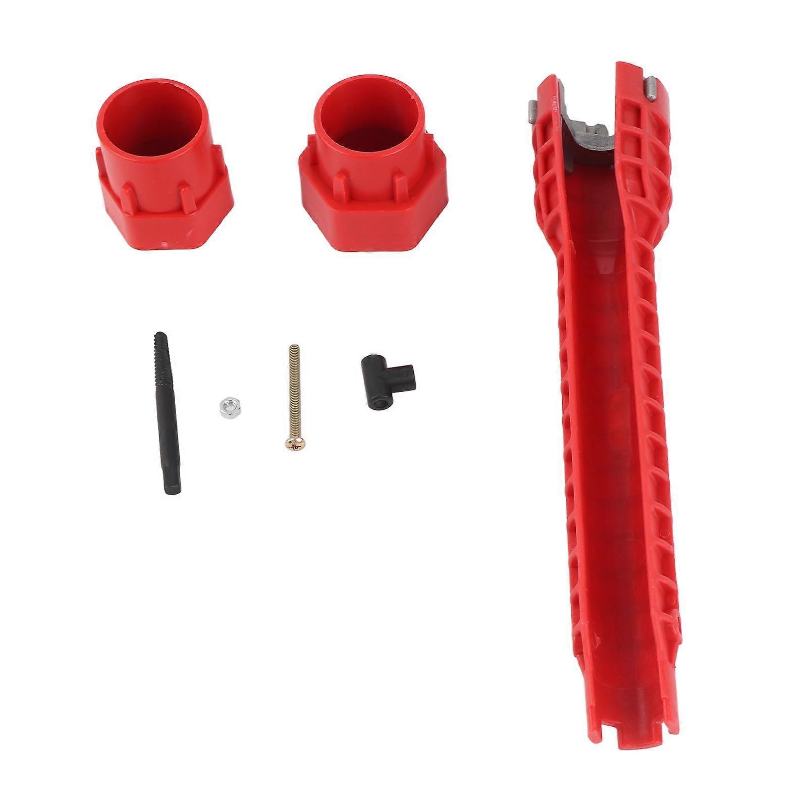 Multifunctional Sink Wrench 8 in 1 Tool Steel Labor Saving Red Level Plumbing Wrench for Toilet
