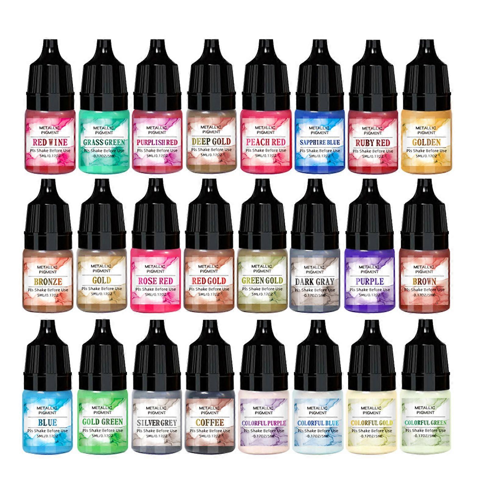 Pack of 24 Ink Collection Unique Colors Epoxy Dye Smudging Dye Epoxy Resin Paint Present for Crafting Enthusiasts