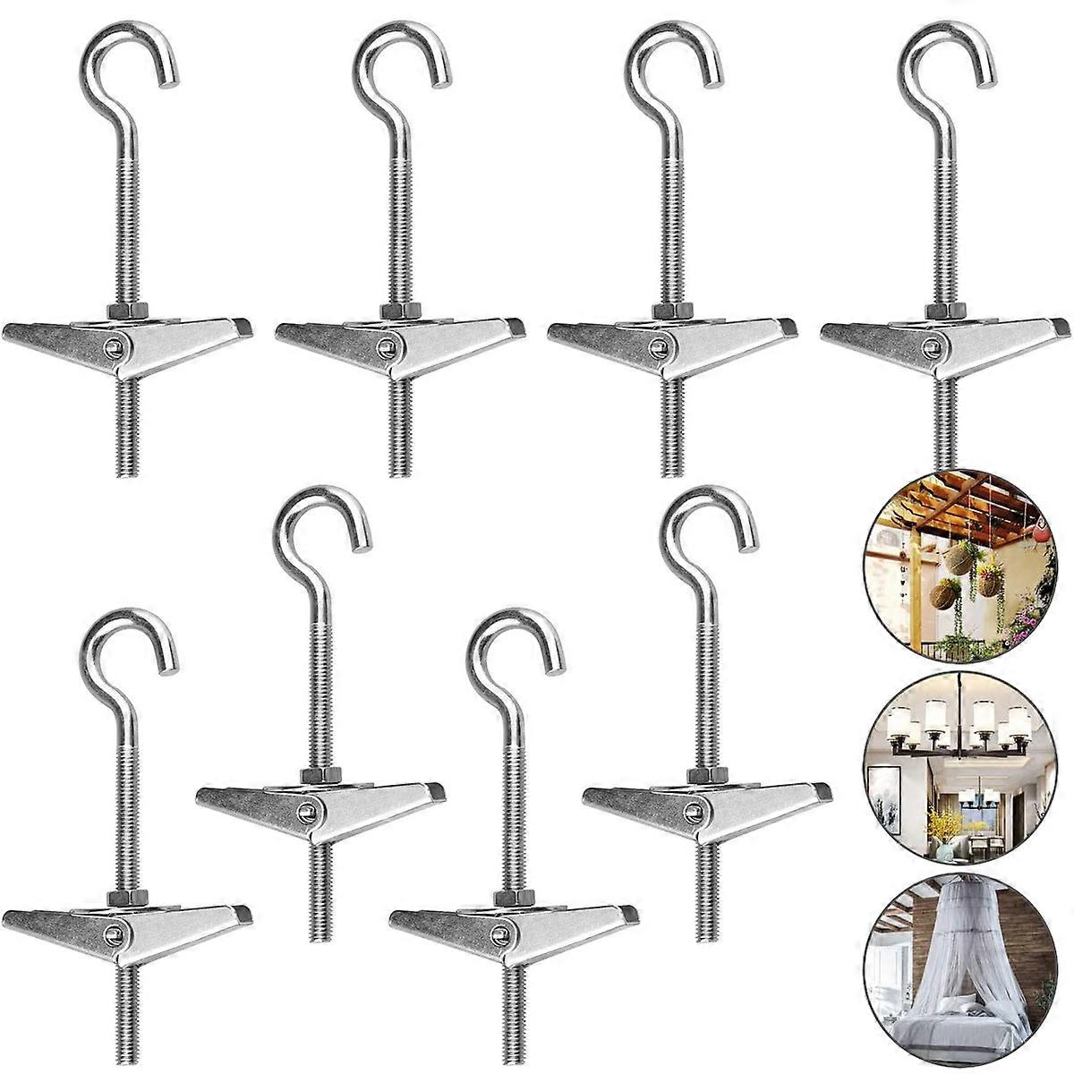 12 Pieces Spring Toggle M5 Hook Dowel Ceiling Galvanizing Toggle Dowel With Hook Ceiling Hook Set