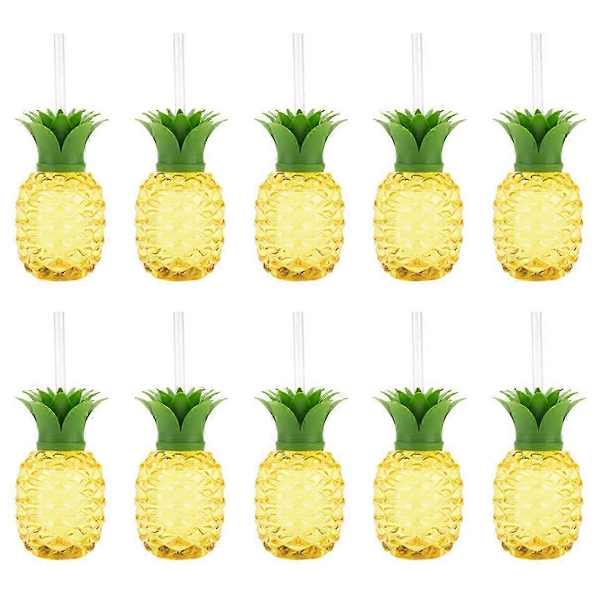 Plastic pineapple cup, cup with straw, luau birthday decoration -a
