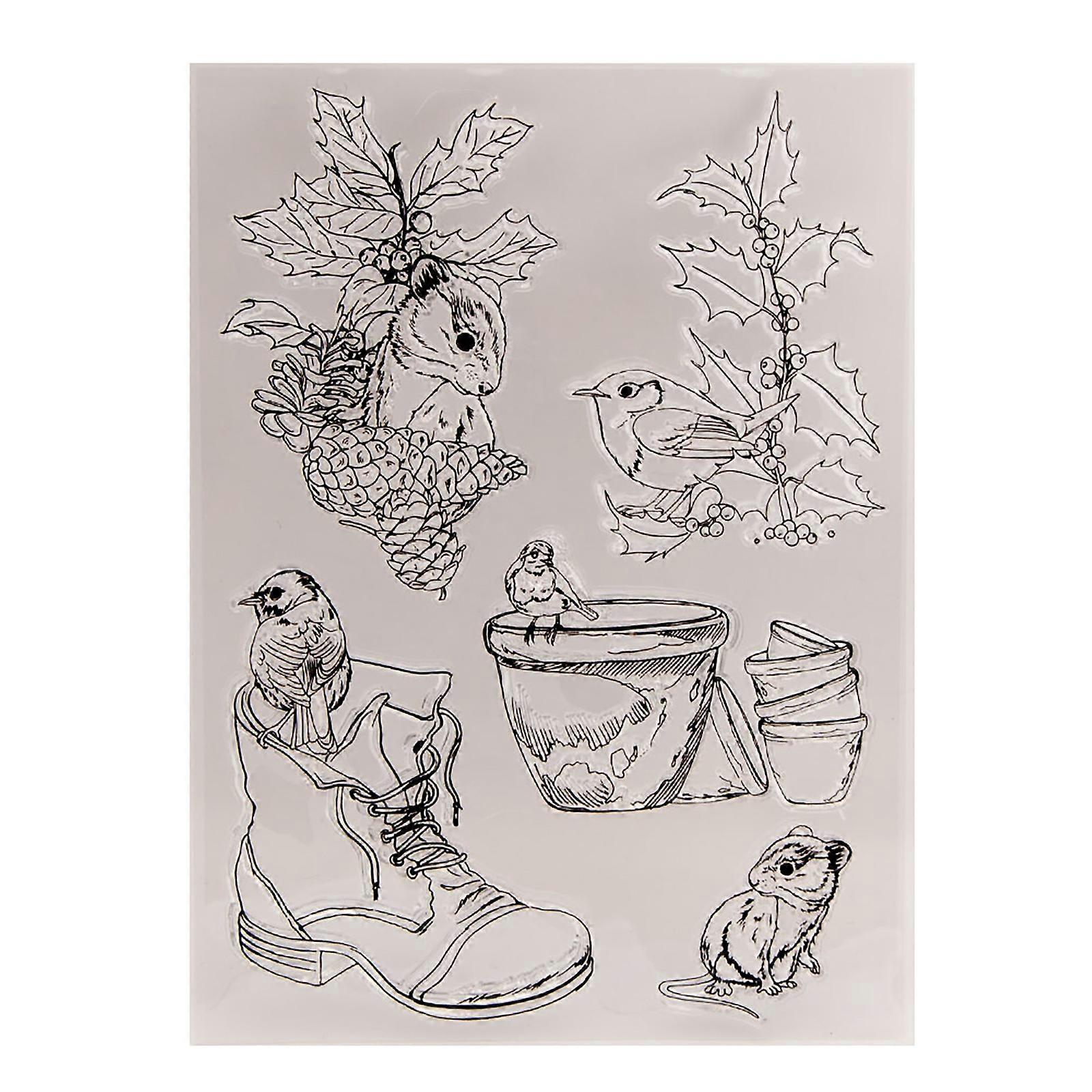 Leaf and Birds Animal Clear Stamp Background Silicone Stamp for Card Making Scrapbooking Journal Planner Decoration