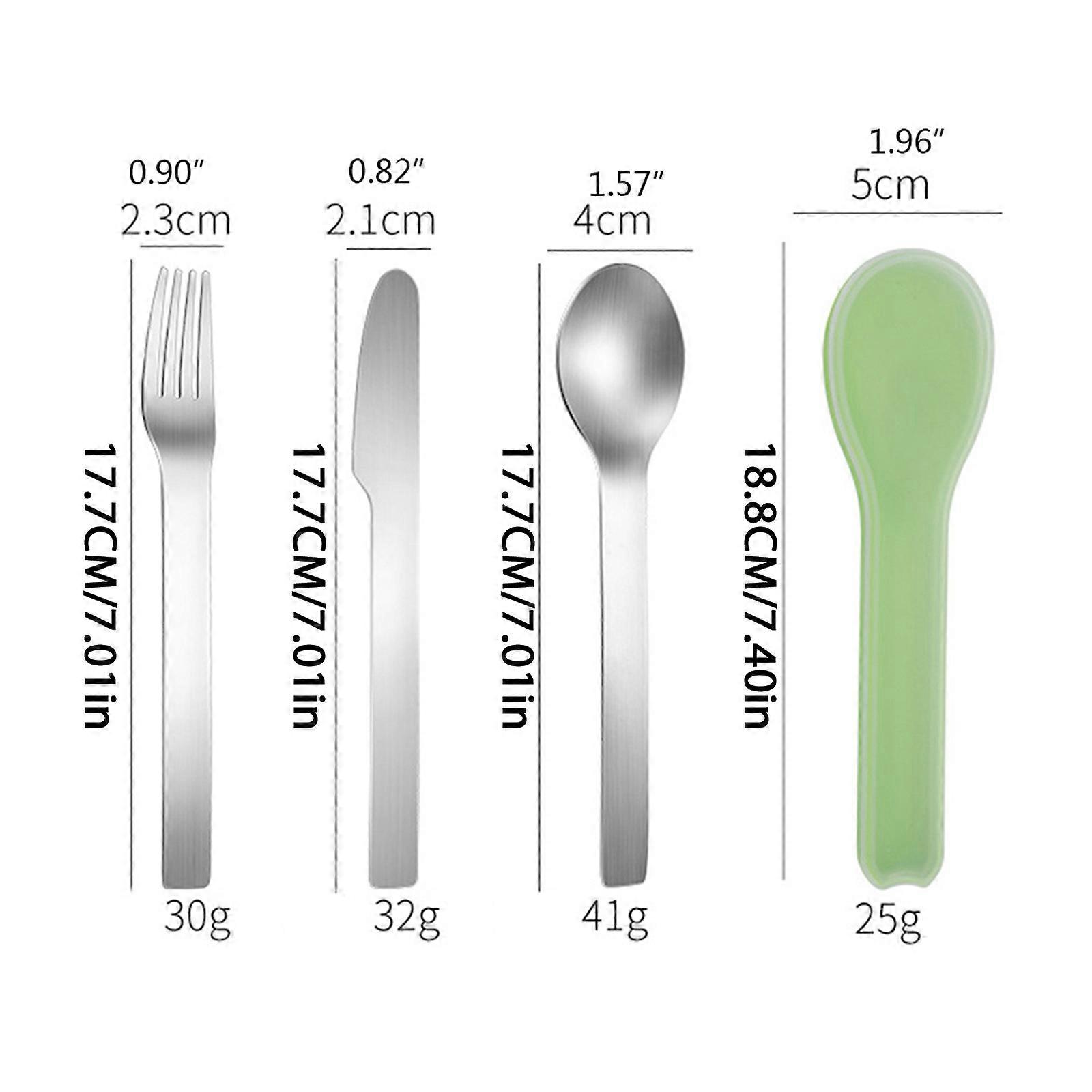 Tablewares Dinner Knife Fork Spoon Travel Utensils Set Stainless Steel Cutlery Flatware Sets with for Case Reusable Port  Green