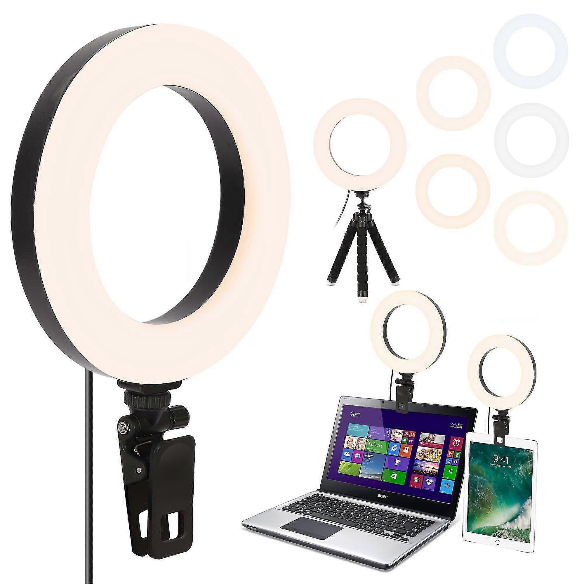 6" LED Desk Selfie Ring Light with Tripod Stand & Clip