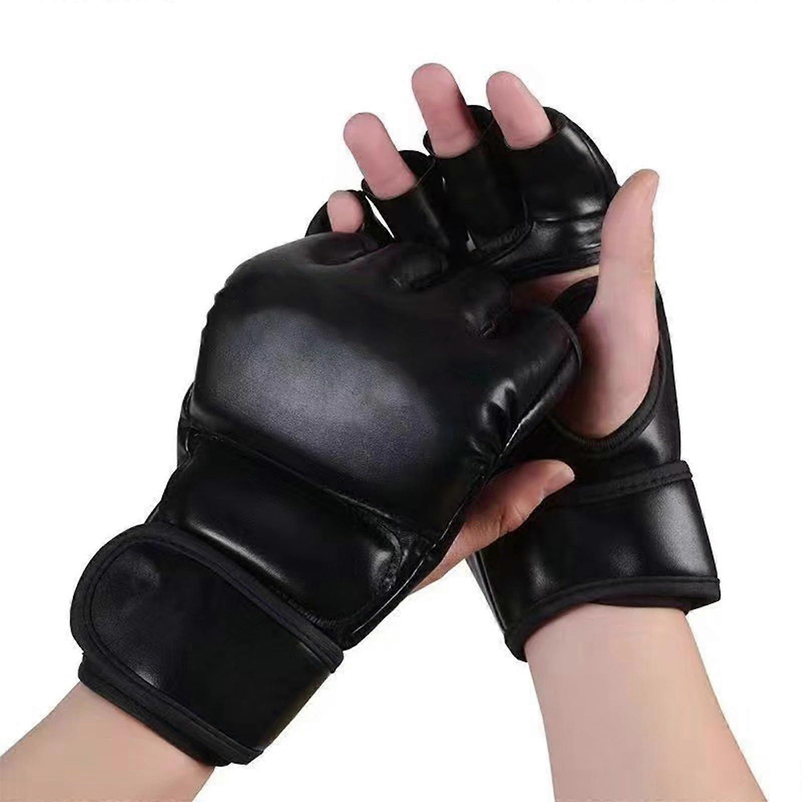 Halffinger boxing gloves with adjustable wrist strap for combat sports training
