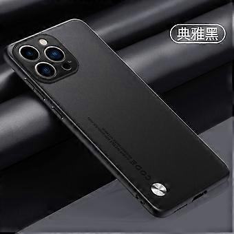 Case For Iphone 13mini Quiet Night Black Plain Leather Personality Full Lightweight And Simple