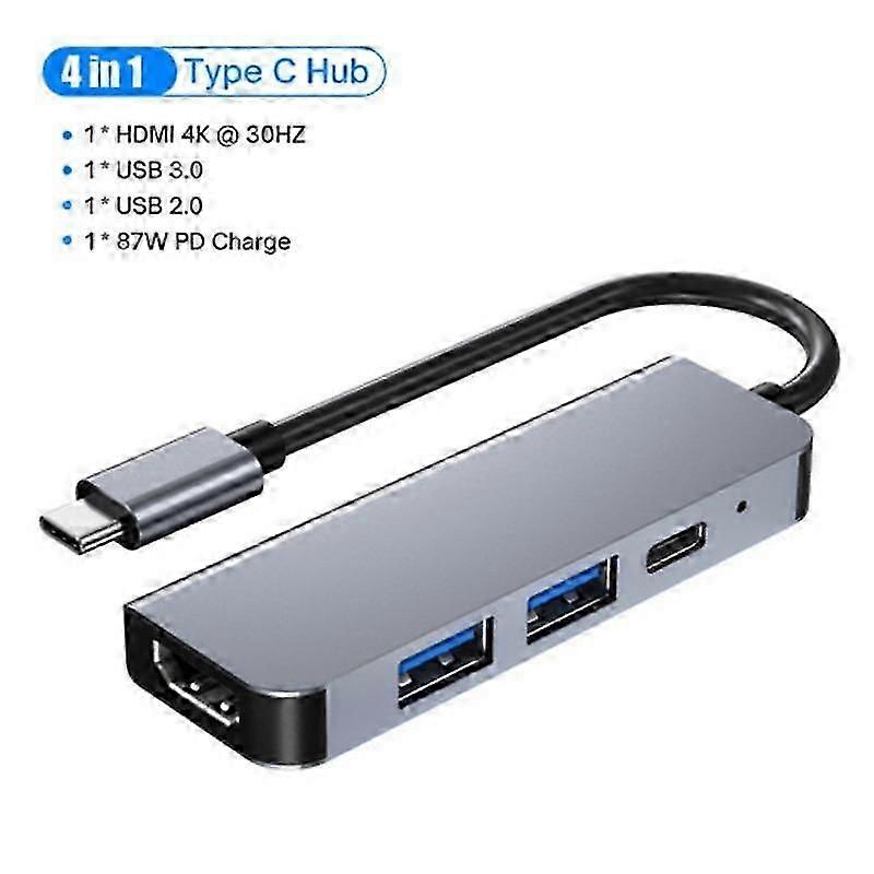 4K 30Hz USB C HUB Adapter: Type C to HDMI, PD 87W, USB3.0, TF SD Multi Converter for Macbook Air/Pro