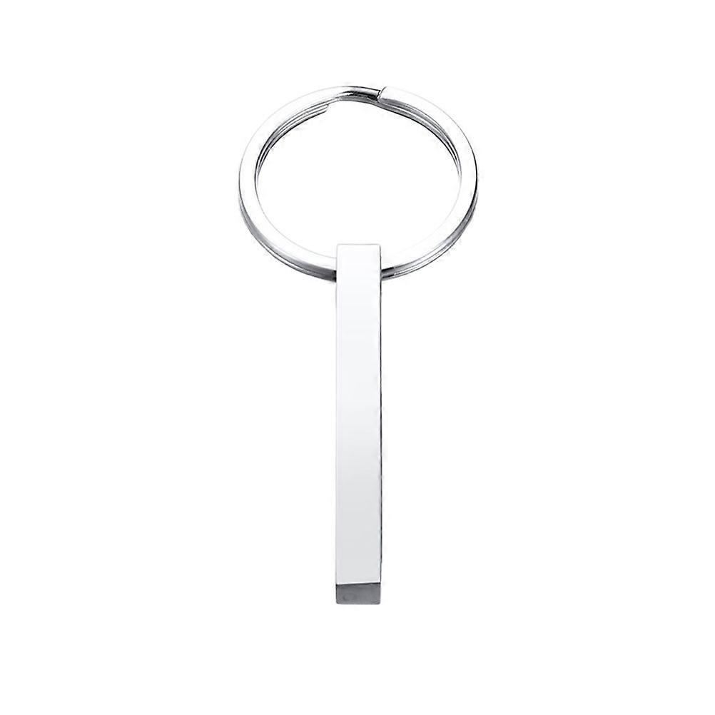 Creative Key Rings Stainless Steel Keychain Simple Pillar Everyday Use Silver 5x0.6x0.6cm Wallet 1Set
