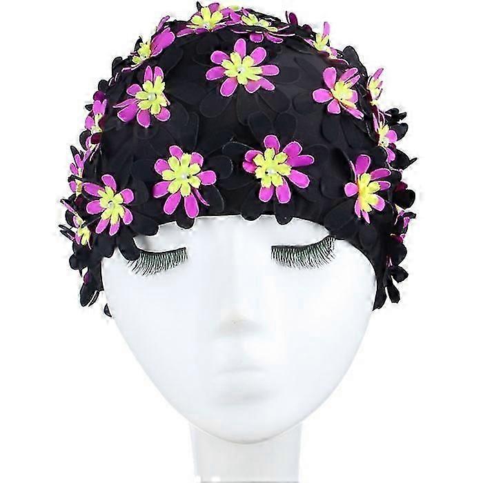 Swim Cap Floral Petal Retro Style Bathing Caps For Women Multi-color Optional