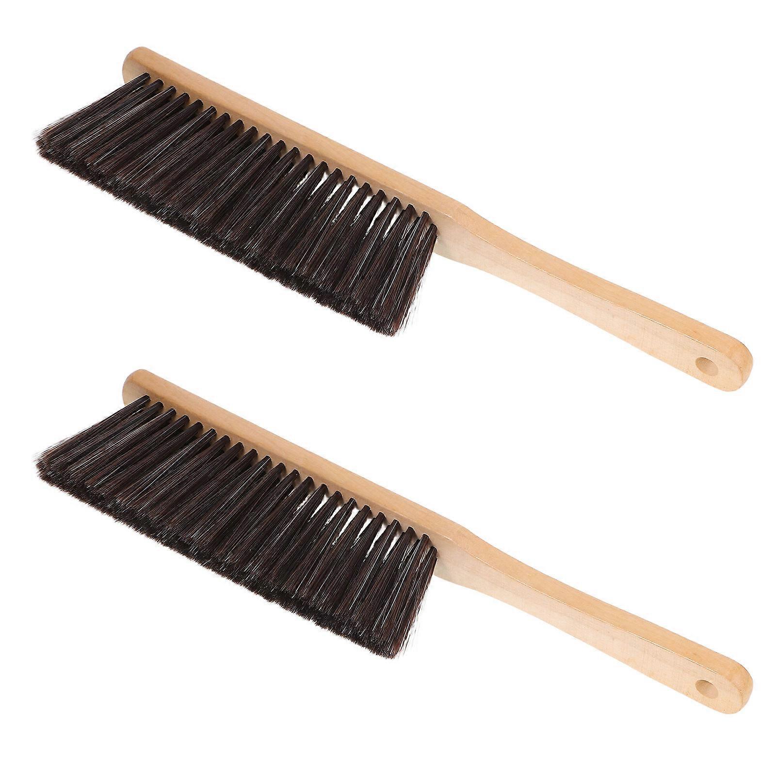 Wooden Dust Brush Long Handle Fine Bristles Cleaning Tool for Fireplace Stove Maintenance Home Commercial Use
