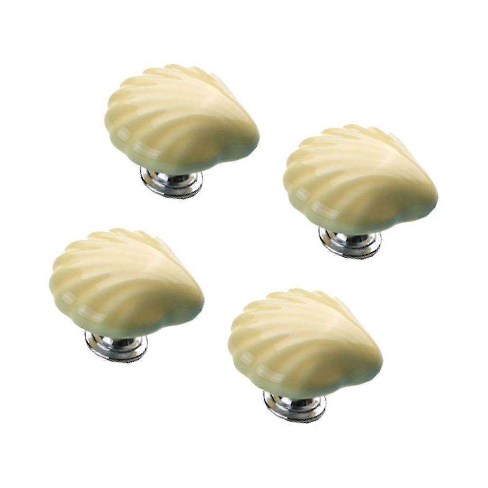 Ceramic Shell Knobs Sea Style Pull Handle For Cabinet Drawer Yellow