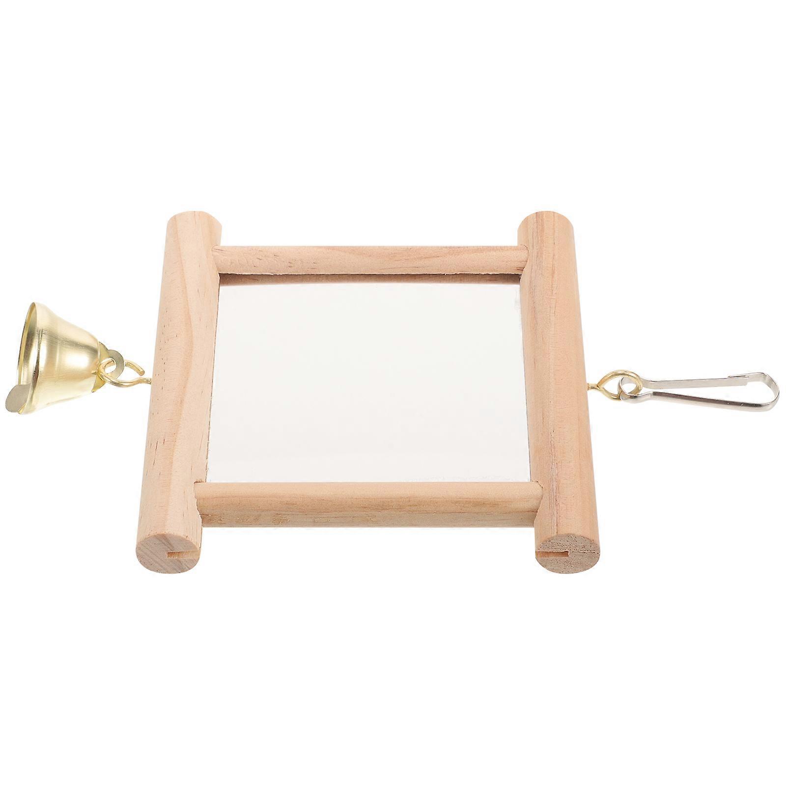 Hanging Parakeet Toy Parrot Accessory Cage Cockatiel Toy Nibbling Double-Sided Mirror 1Pcs