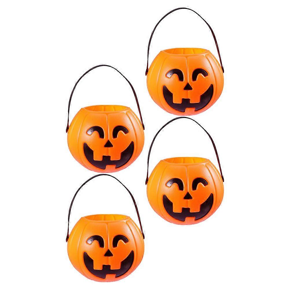 Pumpkin Candy Buckets Bulk Portable for Kids Halloween Decoration 17.00X17.00X13.00CM Plastic 4Set